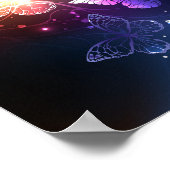 夜白熱［赤熱］光を放つ蝶 ポスター (角)