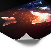 夜白熱［赤熱］光を放つ蝶 ポスター (角)