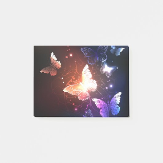 夜白熱［赤熱］光を放つ蝶 ポストイット (正面)