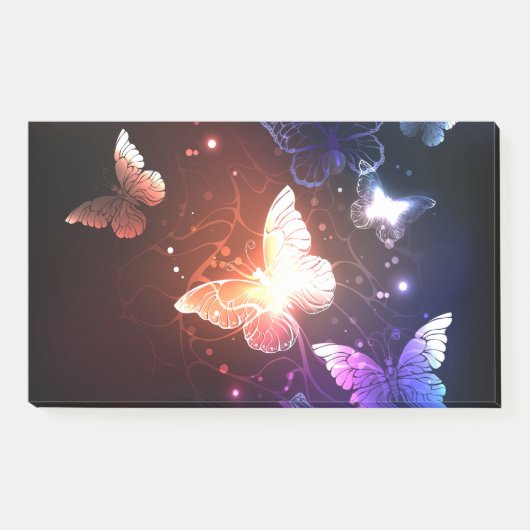 夜白熱［赤熱］光を放つ蝶 ポストイット (正面)