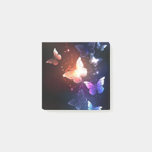 夜白熱［赤熱］光を放つ蝶 ポストイット (正面)