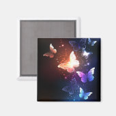 夜白熱［赤熱］光を放つ蝶 マグネット (正面/裏面)