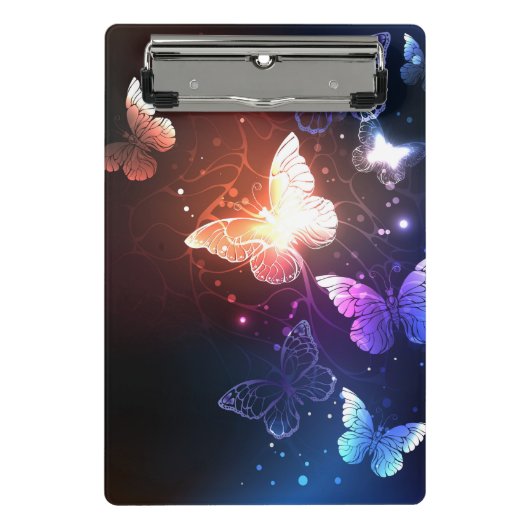 夜白熱［赤熱］光を放つ蝶 ミニクリップボード (正面)