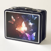 夜白熱［赤熱］光を放つ蝶 メタルランチボックス (裏面)