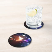 夜白熱［赤熱］光を放つ蝶 ラウンドペーパーコースター (インサイチュ)