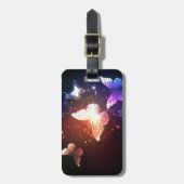 夜白熱［赤熱］光を放つ蝶 ラゲッジタグ (正面縦)