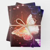 夜白熱［赤熱］光を放つ蝶 ラッピングペーパーシート (インサイチュ)
