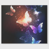 夜白熱［赤熱］光を放つ蝶 ラッピングペーパー (フラット)
