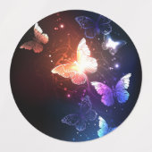 夜白熱［赤熱］光を放つ蝶 ラベル (デザイン1)