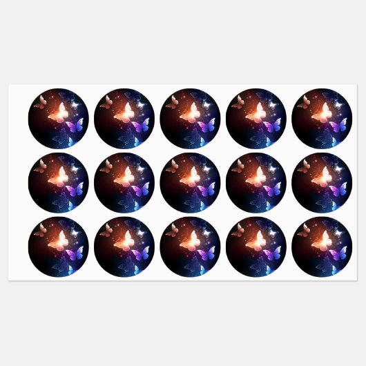 夜白熱［赤熱］光を放つ蝶 ラベル (シート)