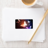 夜白熱［赤熱］光を放つ蝶 ラベル (インサイチュ)