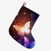夜白熱［赤熱］光を放つ蝶 ラージクリスマスストッキング (正面 (吊り時))
