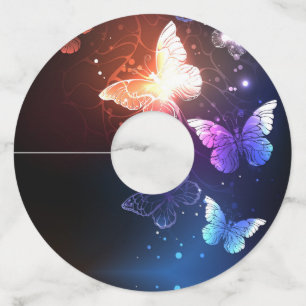 夜白熱［赤熱］光を放つ蝶 ワイングラスタグ