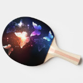 夜白熱［赤熱］光を放つ蝶 卓球ラケット (横)