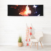 夜白熱［赤熱］光を放つ蝶 横断幕 (インサイチュ)