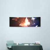 夜白熱［赤熱］光を放つ蝶 横断幕 (トレードショー)