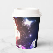 夜白熱［赤熱］光を放つ蝶 紙コップ (裏面)