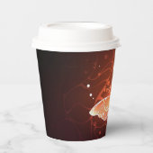 夜白熱［赤熱］光を放つ蝶 紙コップ (正面)