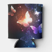 夜白熱［赤熱］光を放つ蝶 缶クーラー (正面)