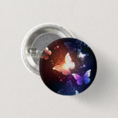 夜白熱［赤熱］光を放つ蝶 缶バッジ (正面&裏面)