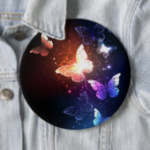 夜白熱［赤熱］光を放つ蝶 缶バッジ (インサイチュ)