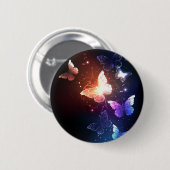 夜白熱［赤熱］光を放つ蝶 缶バッジ (正面&裏面)