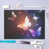 夜白熱［赤熱］光を放つ蝶 薄葉紙 (クラフト)