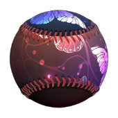夜白熱［赤熱］光を放つ蝶 野球ボール (裏面)