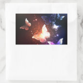 夜白熱［赤熱］光を放つ蝶 長方形シール (バッグ)