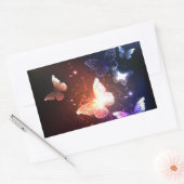 夜白熱［赤熱］光を放つ蝶 長方形シール (封筒)