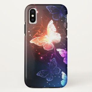 夜白熱［赤熱］光を放つ蝶 iPhone XSケース