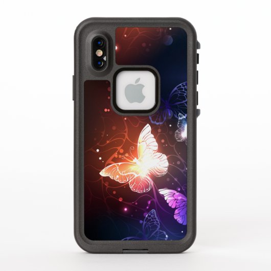 夜白熱［赤熱］光を放つ蝶 LifeProof iPhoneケース (裏面)