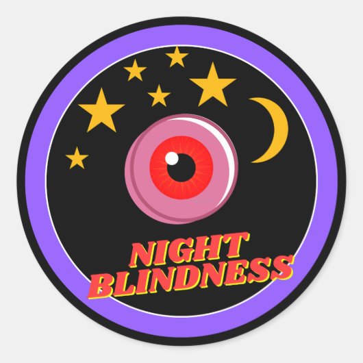 夜盲症の警告 – 黒 ラウンドシール (正面)