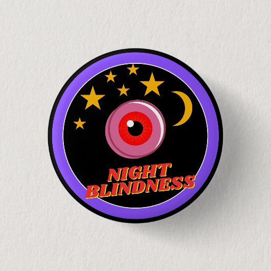 夜盲症の警告 – 黒 缶バッジ (正面)