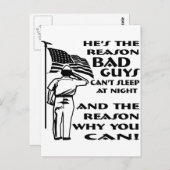 夜眠れる理由を兵士と旗で示す ポストカード (正面/裏面)