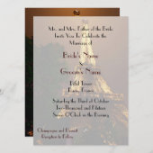 夜眺めのエッフェル塔の結婚式 招待状 (正面/裏面)