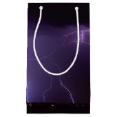 夜砂漠の雷雨の紫色の稲妻 スモールペーパーバッグ (正面)