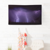 夜砂漠の雷雨の紫色の稲妻 横断幕 (インサイチュ)