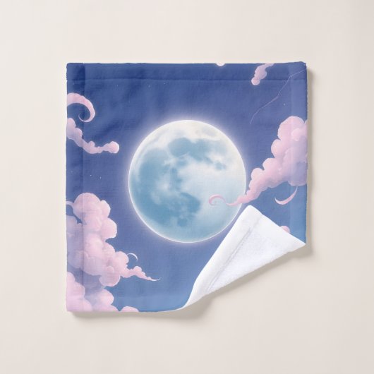 夜空お洒落の月のかわいいイラストレーション ウォッシュタオル (ウォッシュタオル)