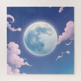夜空お洒落の月のかわいいイラストレーション ジグソーパズル