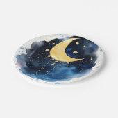 夜空きらめく赤ちゃんシャワー ペーパープレート (アングル)
