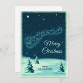 夜空でサンタそりを引くトナカイ シーズンカード (正面/裏面)