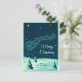 夜空でサンタそりを引くトナカイ ポストカード (スタンド正面)