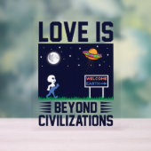 夜空と宇宙とエイリアンと宇宙船 アクリルサイン (ニュートラル)