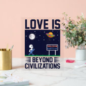 夜空と宇宙とエイリアンと宇宙船 アクリルサイン (ウェディング)