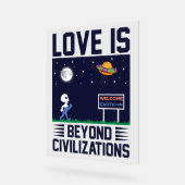 夜空と宇宙とエイリアンと宇宙船 アクリルサイン (傾斜)