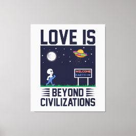 夜空と宇宙とエイリアンと宇宙船 キャンバスプリント