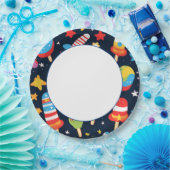 夜空と星とポプシクルデザイン ペーパープレート (パーティー)