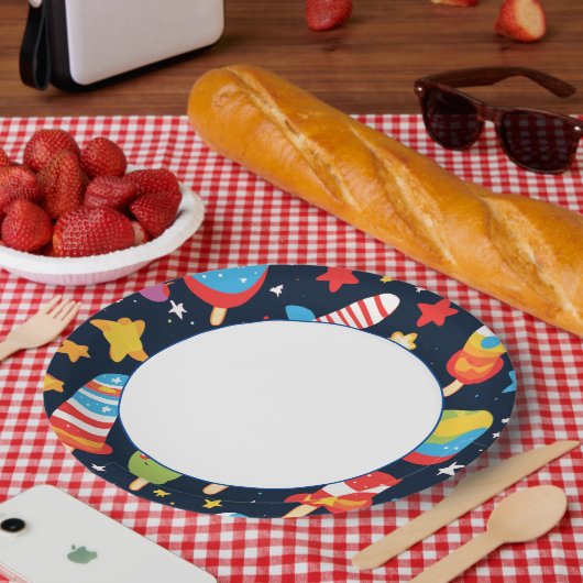 夜空と星とポプシクルデザイン ペーパープレート (ピクニック)