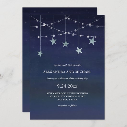 『夜空と星のお洒落花束』 招待状 (正面/裏面)